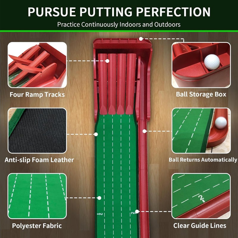 Crestgolf Golf Putting Mat with Fun 4 Flips for Uphill Putting Function | Challenge Golf Game Putting Green | Perfect Your Putting Skills for Home, Office, or Indoor & Outdoor Use - Image 3